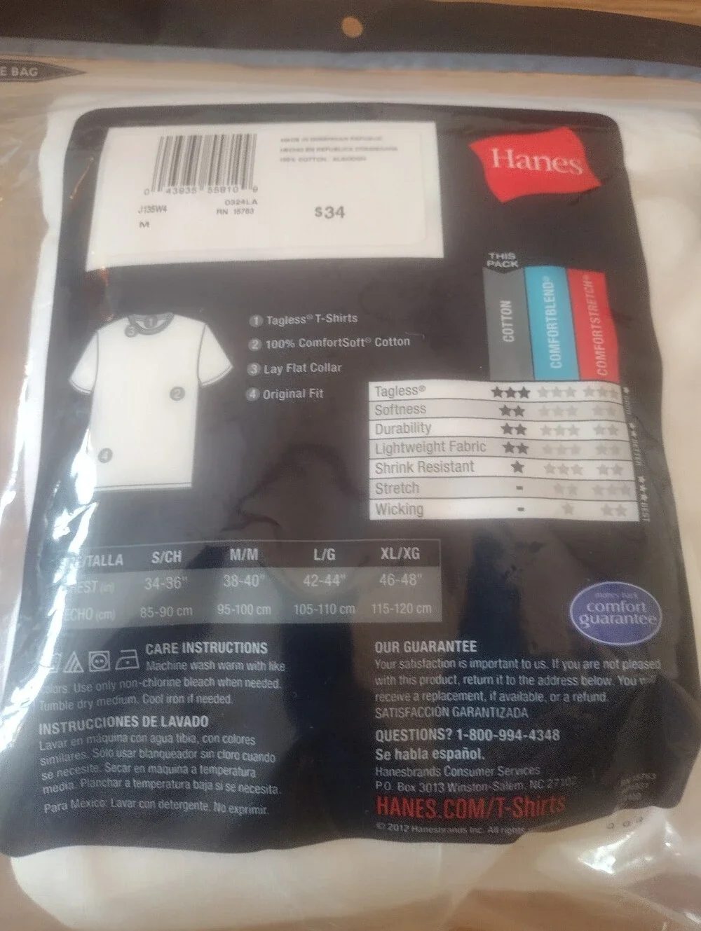Lot of 12 Sz Medium Men's Crew Under Shirts (Hanes) (Fruit of the Loom) 4 packs